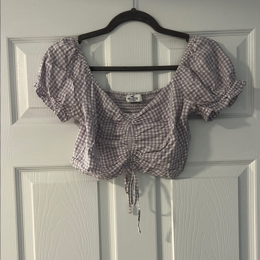 Hollister Lavender Gingham Crop Top